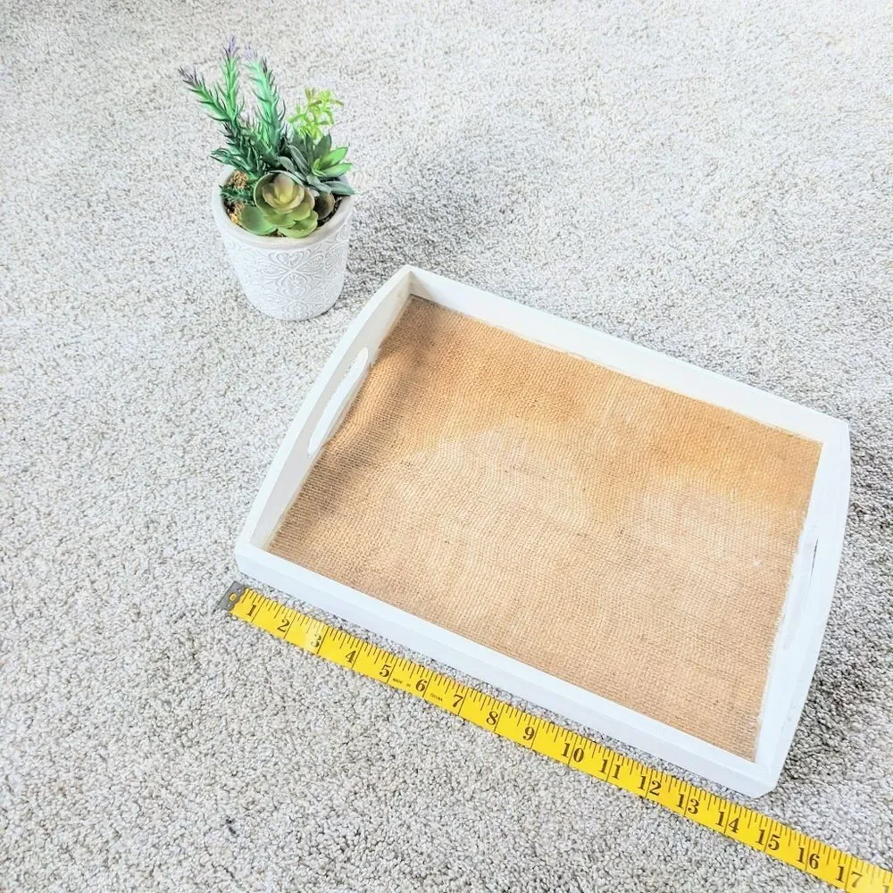 Burlap Insert Tray Farmhouse White Decor Chic Serving Ottoman Jute Quiet Luxury